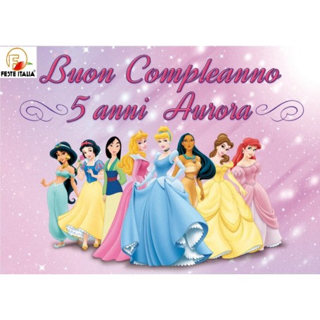 Striscione Banner Principesse Disney Personalizzato Con Nome Et