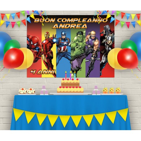 Banner Avengers Striscione Avengers  personalizzato nome festeggiato