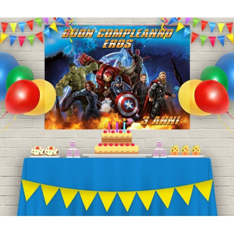 Banner Avengers Striscione Avengers  personalizzato nome festeggiato