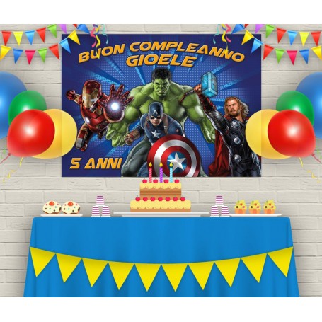 Banner Compleanno Avengers Striscione Avengers Cm 140X100 Avengers Personalizzato Compleanno Nome Banner