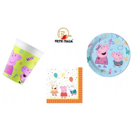 peppa pig piatti peppa pig bicchieri tovaglia peppa pig  tovaglioli peppa pig cappelini peppa pig festa peppa pig